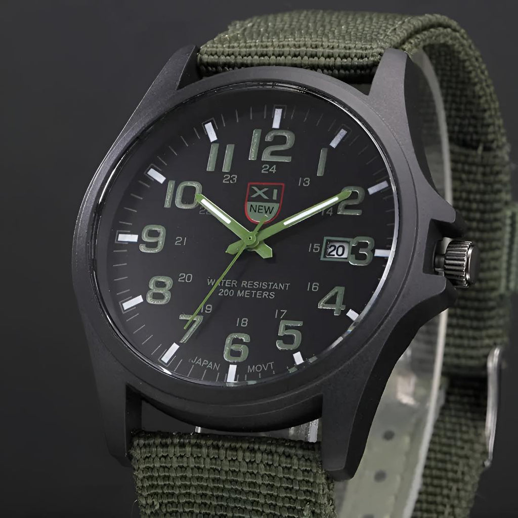 Water-Resistant Military-Style Analog Wrist Watch