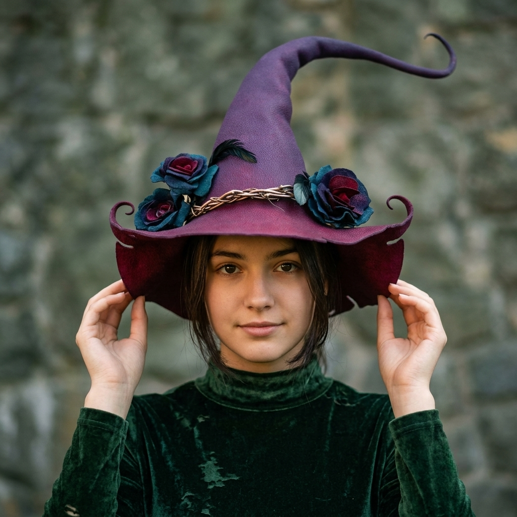 Handmade Felted Merino Wool Witch Hat