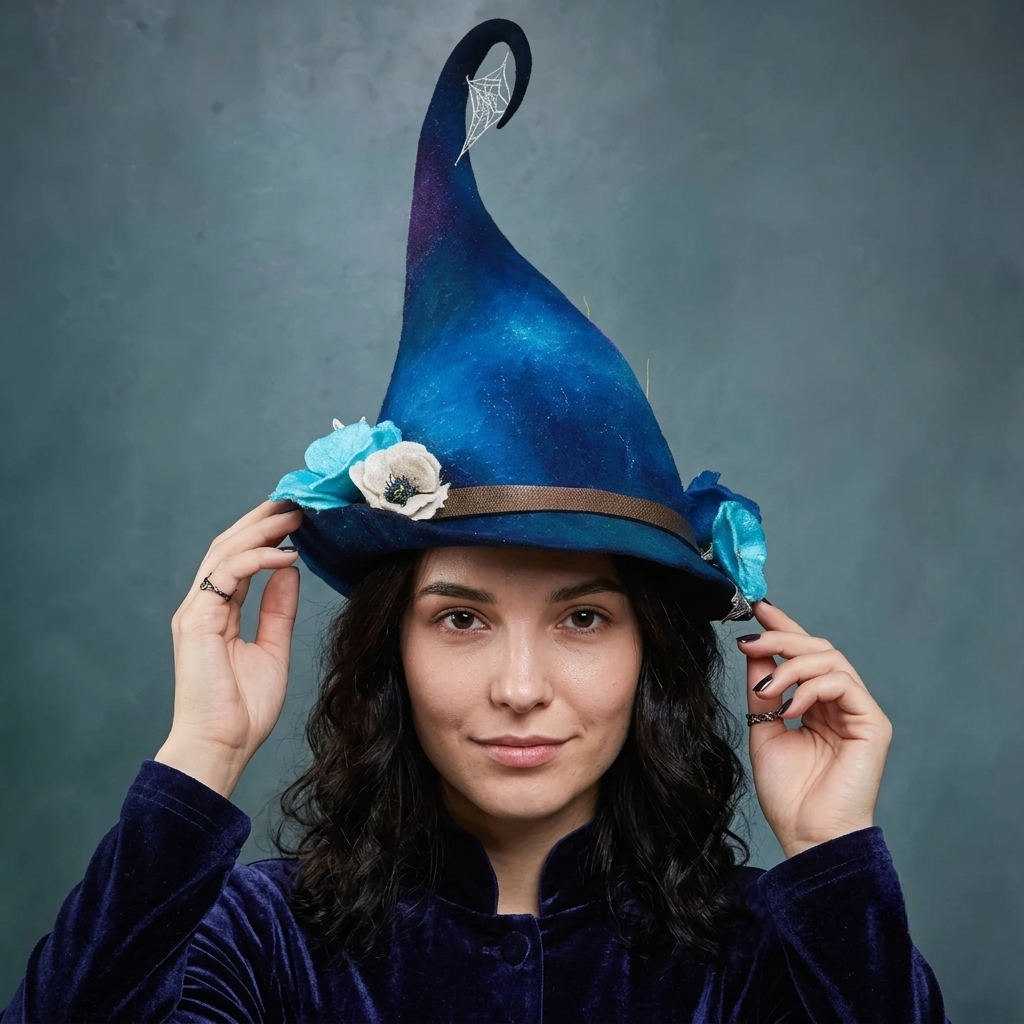 Handmade Felted Merino Wool Witch Hat