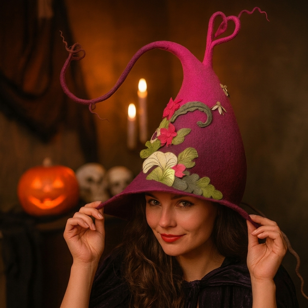 Handmade Felted Merino Wool Witch Hat