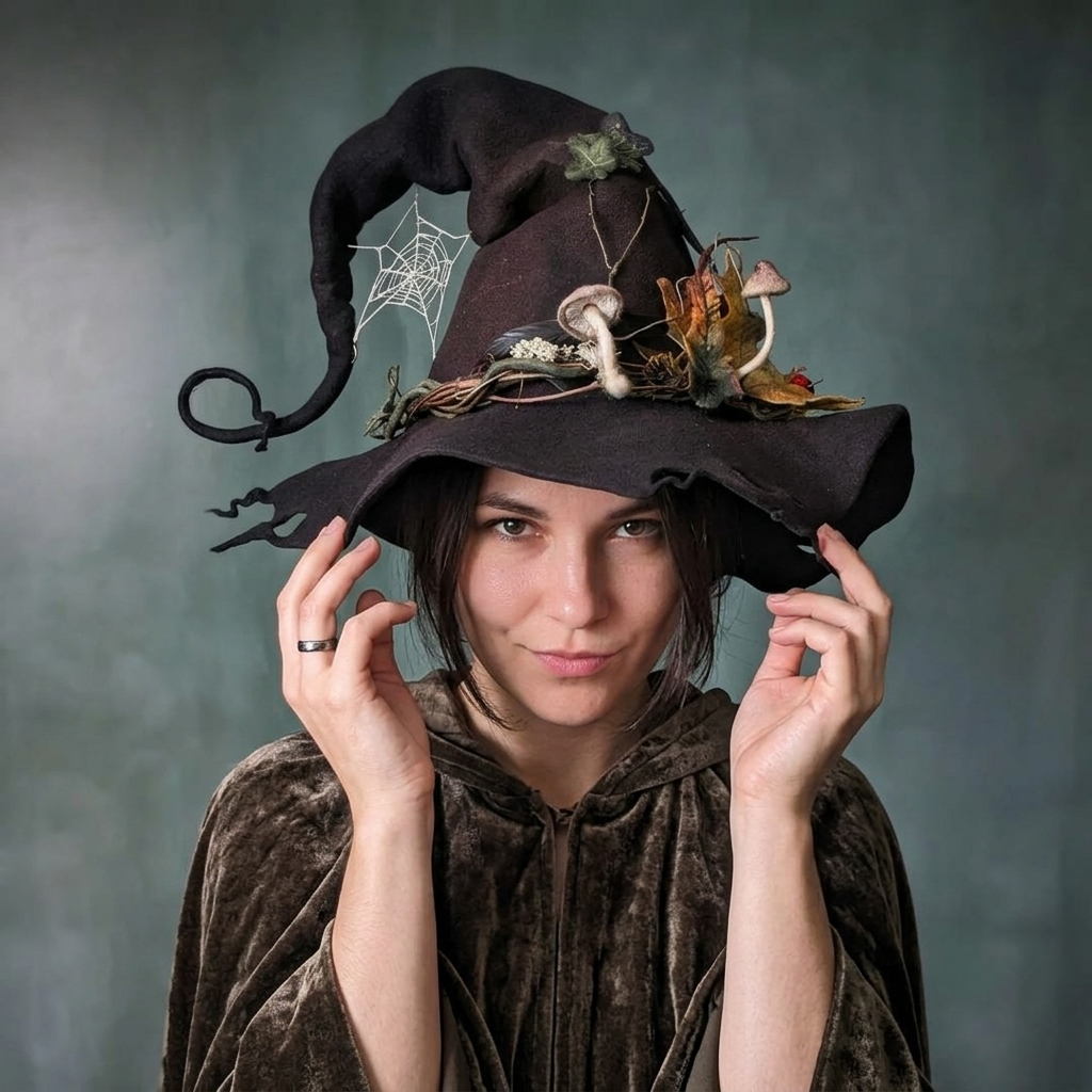 Handmade Felted Merino Wool Witch Hat