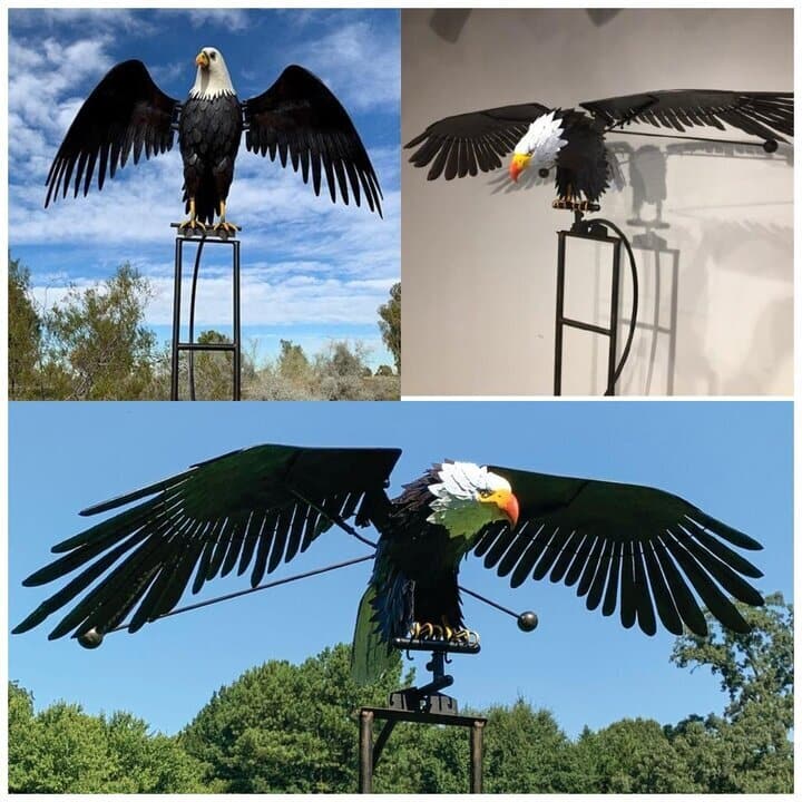 Metal Bird Wind Spinner Garden Stake Ornament
