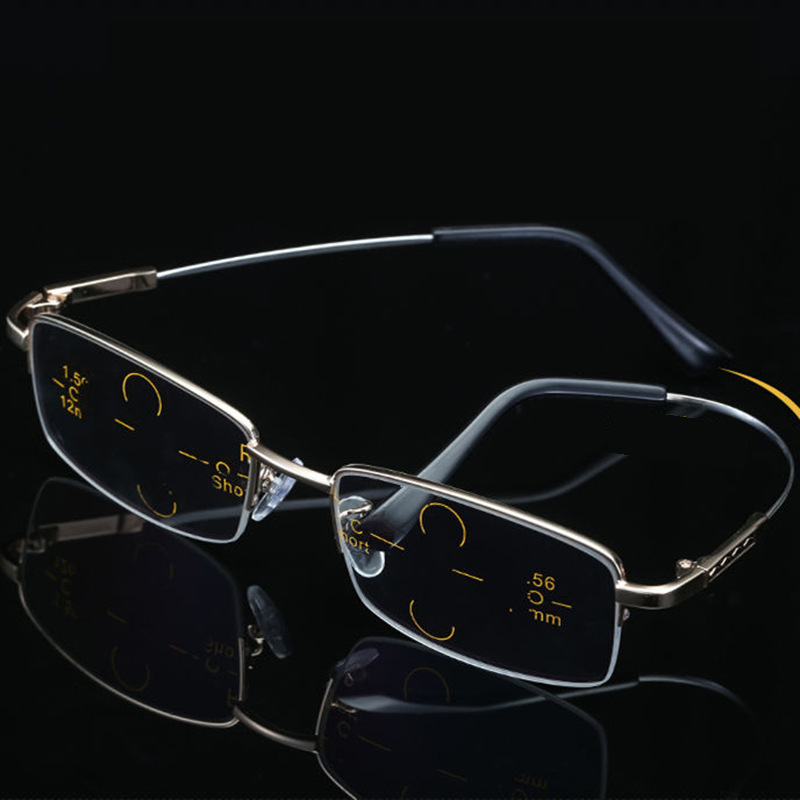 Metal Frame Progressive Multifocal Anti-Glare Reading Glasses