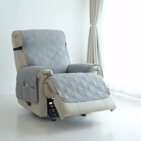 Non-slip recliner cover with side pocket