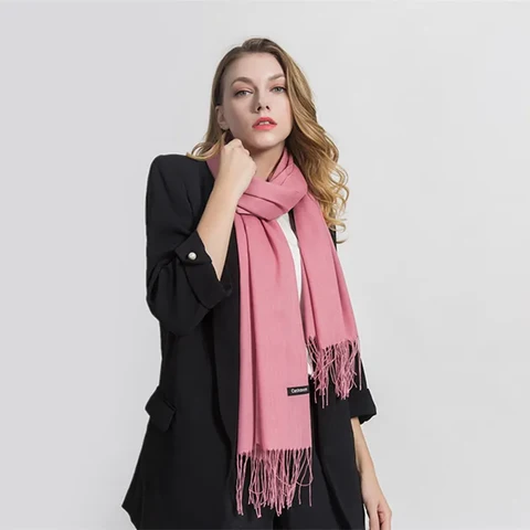 Long winter scarf wrap with tassel edge